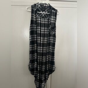RAILS - black and white long sleeveless tunic, sz XS
